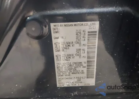 2016 Nissan Rogue Sl from USA, damaged, VIN 5N1AT2MV3GC770257